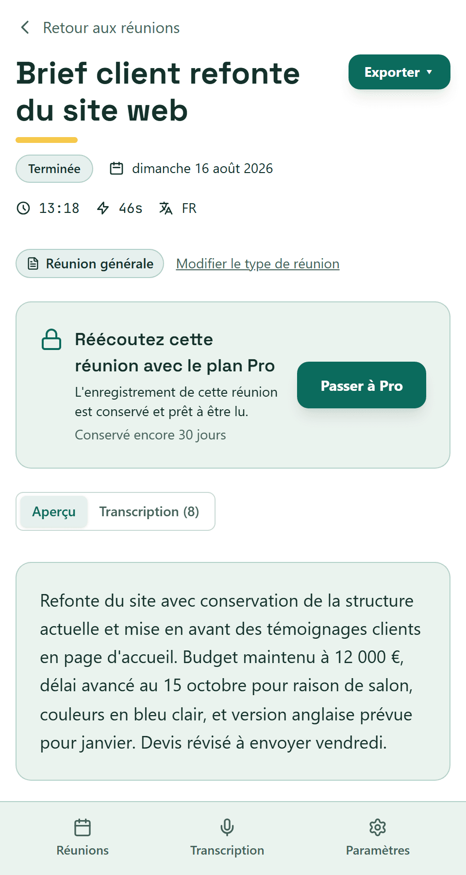 Le compte rendu est écrit